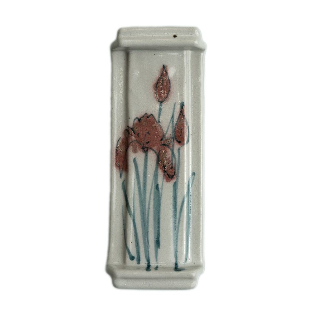 Handmade Ceramic Butter Sled With Floral Design - 7 7/8L x 3D x 1 1/8H